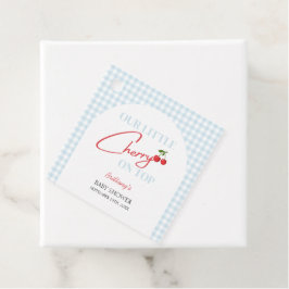 Etiquetas Para Recuerdos Cherry en Top Tartan Plaid Baby Shower