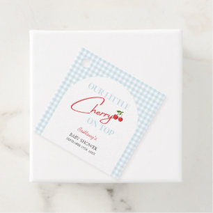Etiquetas Para Recuerdos Cherry en Top Tartan Plaid Baby Shower