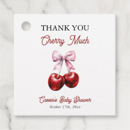 Etiquetas Para Recuerdos Cherry Many Pink Bow Baby Shower Gracias