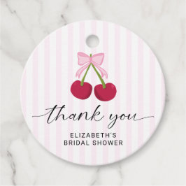 Etiquetas Para Recuerdos Cherry On Top Bridal Shower Coquette Bow Stripes