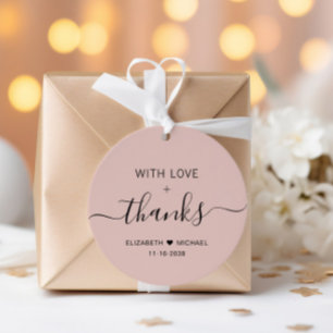 Etiquetas Para Recuerdos Chic con amor rosa rubor boda agradecimiento