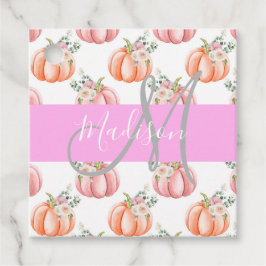 Etiquetas Para Recuerdos Chic Floral Blanco Rosa Melocotón Calabaza Monogra