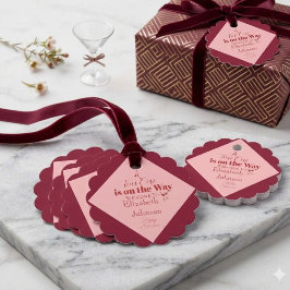 Etiquetas Para Recuerdos Chic Rosa y Rojo "A Tini One" Baby Shower
