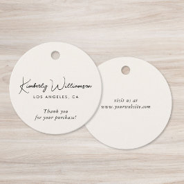 Etiquetas Para Recuerdos Chic Script Business Cream Thank You Gift Tag