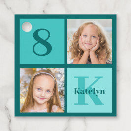 Etiquetas Para Recuerdos Chic Teal Birthday Party Custom Photo Collage