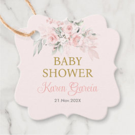 Etiquetas Para Recuerdos Chica Baby Shower en español con florido rosa