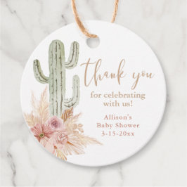 Etiquetas Para Recuerdos Chica boho floral rosa cactus baby shower gracias