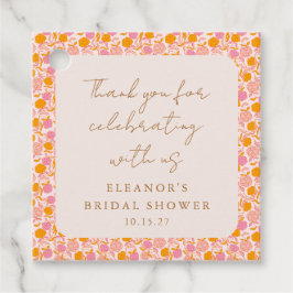 Etiquetas Para Recuerdos Chica Boho Pink Naranja Floral Bridal Shower Graci