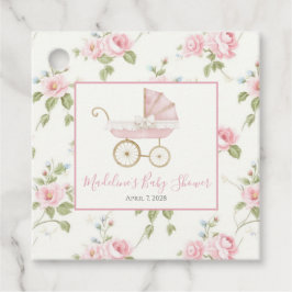Etiquetas Para Recuerdos Chica Carriage Pink Floral & Gingham