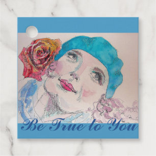 Etiquetas Para Recuerdos Chica con Red Rose Beret, sé fiel a ti