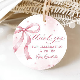 Etiquetas Para Recuerdos Chica de Bow Rosado Primer Fiesta de Cumpleaños