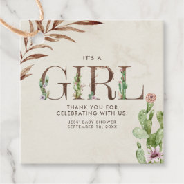 Etiquetas Para Recuerdos Chica de cuero de Cactus Floral Baby Shower