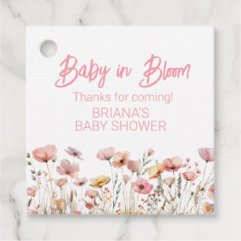 Etiquetas Para Recuerdos Chica de flores silvestres rosadas Baby Shower