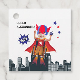 Etiquetas Para Recuerdos Chica de Héroe Volante Superhéroe de silla de rued