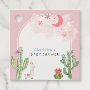 Etiquetas Para Recuerdos Chica de Juguetes de Arco Rosado de Cactus Baby Sh