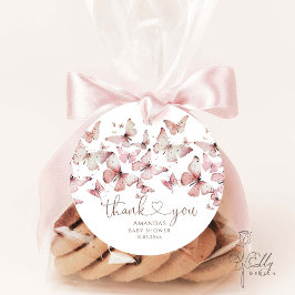 Etiquetas Para Recuerdos Chica de mariposa floral rosa Baby Shower Gracias