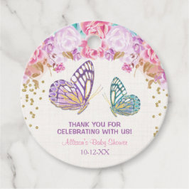 Etiquetas Para Recuerdos Chica de mariposa morada de oro rosa