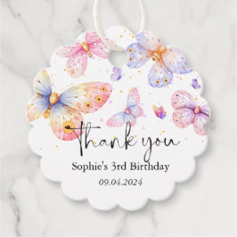 Etiquetas Para Recuerdos Chica de mariposa rosada púrpura toda la edad Cump