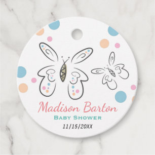 Etiquetas Para Recuerdos Chica de mariposas y puntos de corte Baby Shower