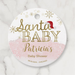 Etiquetas Para Recuerdos Chica de Navidades de Santa Bebé Baby Shower