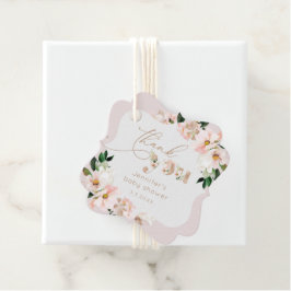 Etiquetas Para Recuerdos chica floral rosa Rubor ducha bebé gracias