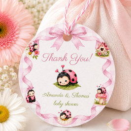 Etiquetas Para Recuerdos Chica Mariquita Baby Shower Gracias
