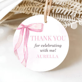 Etiquetas Para Recuerdos Chica Pink Bow primer Fiesta de cumpleaños