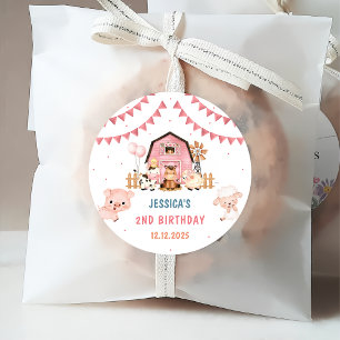 Etiquetas Para Recuerdos Chica Rosa Animales de granja Fiesta de cumpleaños