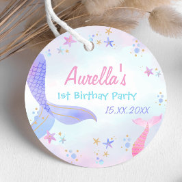Etiquetas Para Recuerdos Chica Sirena Primer Fiesta de Cumpleaños