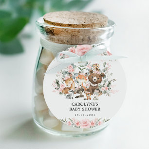 Etiquetas Para Recuerdos Chica Woodland Animals Floral Greenery Baby Shower