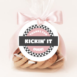 Etiquetas Para Recuerdos Chicas Checkered Skateboard Groovy Rad Cumpleaños