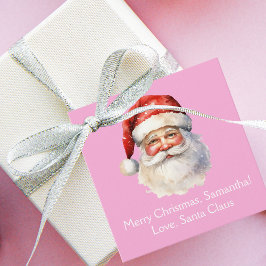 Etiquetas Para Recuerdos Chicas Personalizados de Santa Claus Navidades Fie