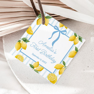 Etiquetas Para Recuerdos Chicas Whimsical Blue Bow Lemon Amalfi Cumpleaños