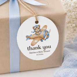 Etiquetas Para Recuerdos Chico de oso de peluche piloto Baby Shower