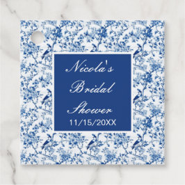 Etiquetas Para Recuerdos Chinoiserie Aves Azules y Flores Desayuno Nupcial