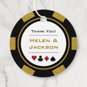 Etiquetas Para Recuerdos Chips Gold Black Poker Gracias Boda Vegas
