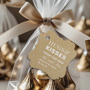 Etiquetas Para Recuerdos Chocolate Kraft Besos y Abrazos Boda