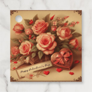 Etiquetas Para Recuerdos Chocolates y flores El día de San Valentín de époc
