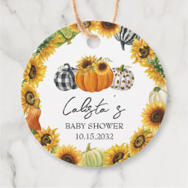 Etiquetas Para Recuerdos Chorreada de bebé de calabaza y girasol de otoño