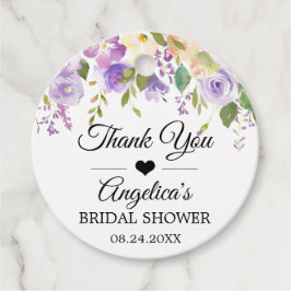 Etiquetas Para Recuerdos Chorreo de boda floral lavanda púrpura acuarela