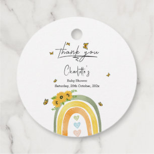 Etiquetas Para Recuerdos Chorro de Arcoíris con Babyshower de Girasoles