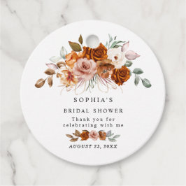 Etiquetas Para Recuerdos Chorro de novia floral en terracota y naranja quem