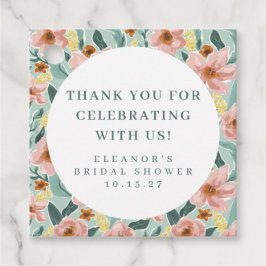 Etiquetas Para Recuerdos Chorro de Rosa Salvia Floral Bridal Shower Agradec