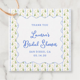 Etiquetas Para Recuerdos Chorro Nupcial de Limón Ácido Azul y Amarillo Grac