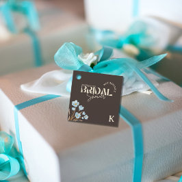 Etiquetas Para Recuerdos Chorro Nupcial Floral de Acuarela Azul Elegante Ma