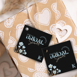 Etiquetas Para Recuerdos Chorro Nupcial Floral de Acuarela Azul Elegante Ne