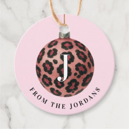 Etiquetas Para Recuerdos Christmas Wreath Leopard Crest Monogram 