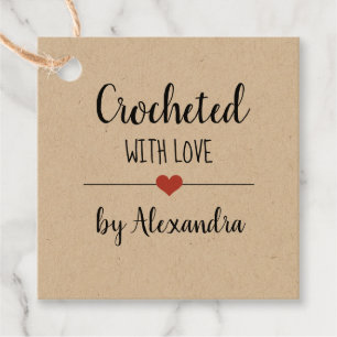 Etiquetas Para Recuerdos Chrocheted con amor kraft personalizado Favor T