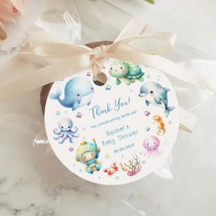 Etiquetas Para Recuerdos Chulo Agradecimiento para Baby Shower Bajo el Mar
