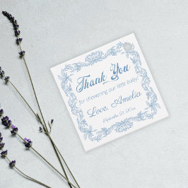 Etiquetas Para Recuerdos Chupete de Polvo Azul Real con Filigrana Barroca B